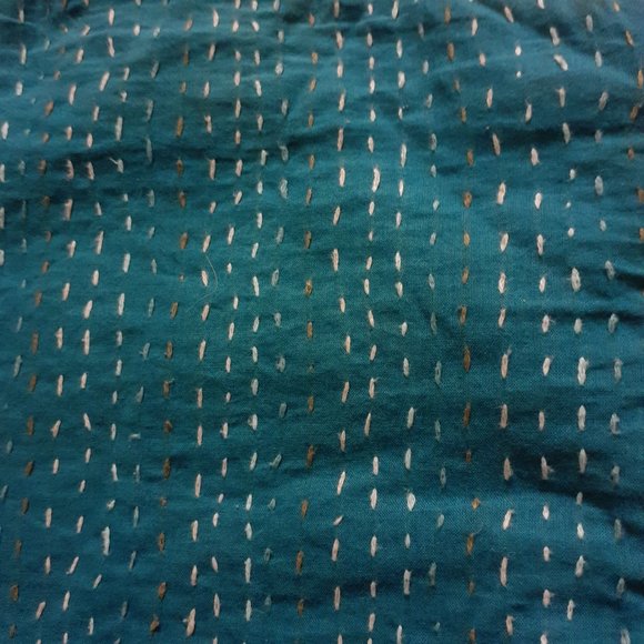 Noonday Collection Kantha Foldover Crossbody Bag Suede Leather Cotton BrownBlue - Picture 11 of 16